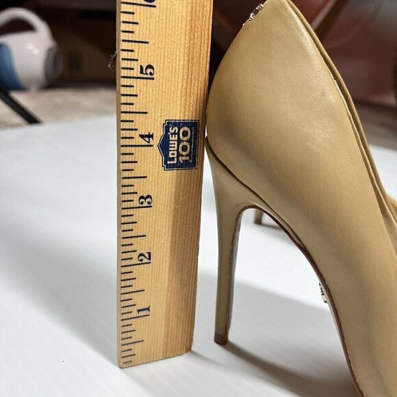 Sam Edelman Womens Pump Stiletto High Heels Solid Tan Leather Pointed Toe - Picture 8 of 14